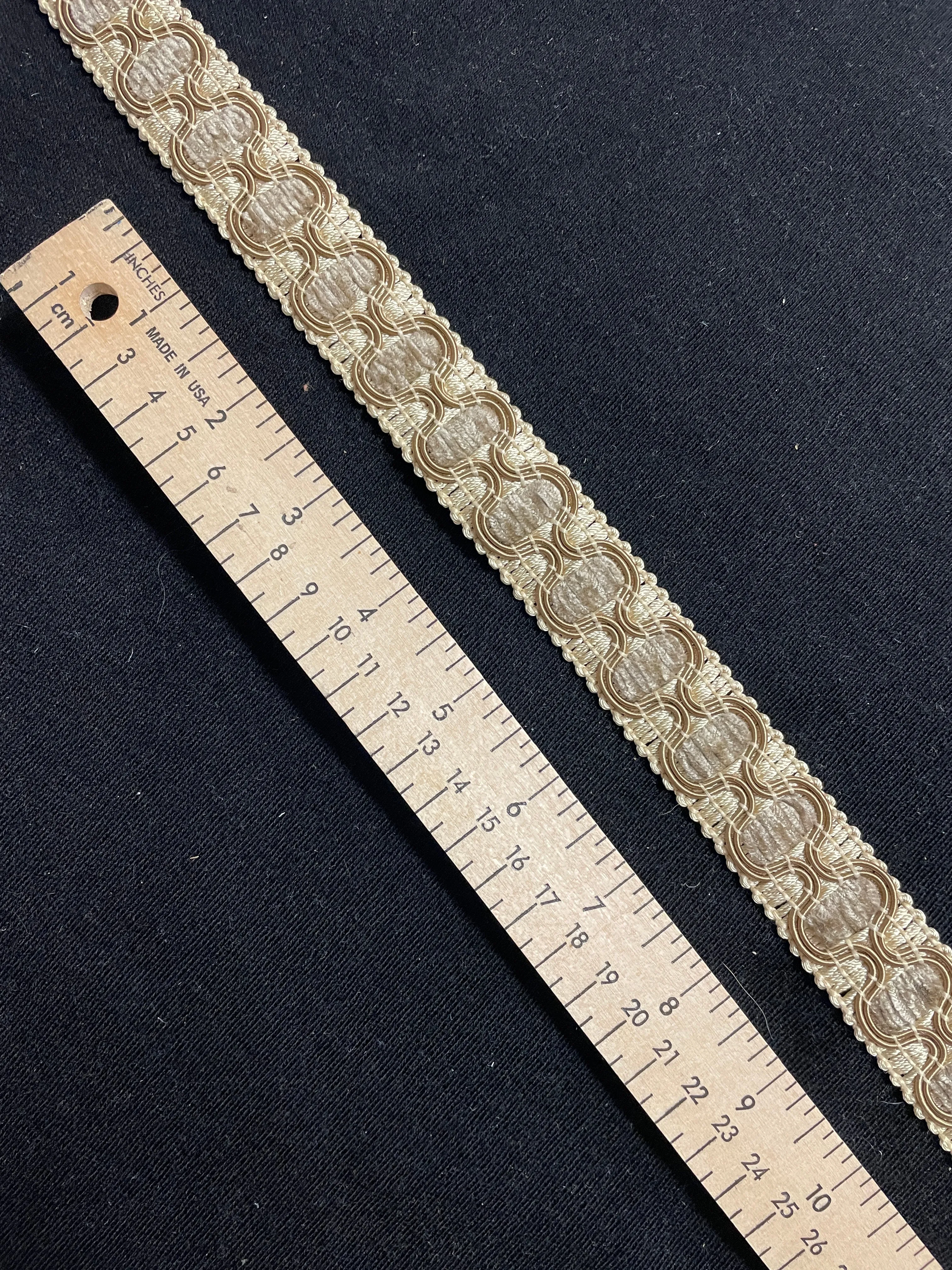 2  YD Rayon Gimp with Chenille - Cream and Tan