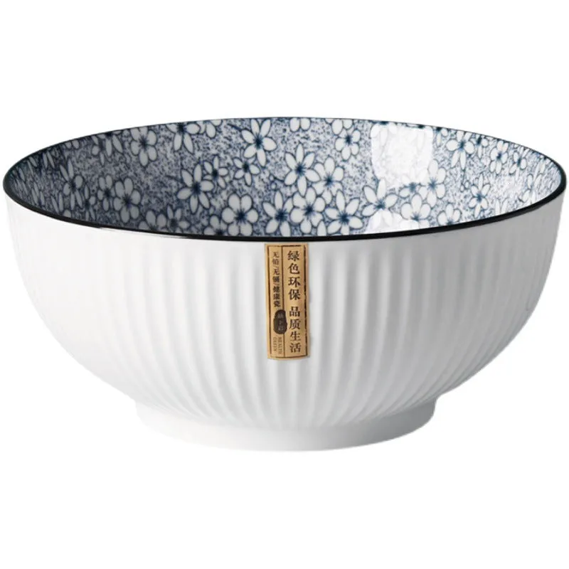 8-inch Soup Bowl, Household Nordic Ceramic Large Bowl, Japanese Style Noodle Bowl, Salad Bowl, Single Large Bowl, Underglaze Tableware