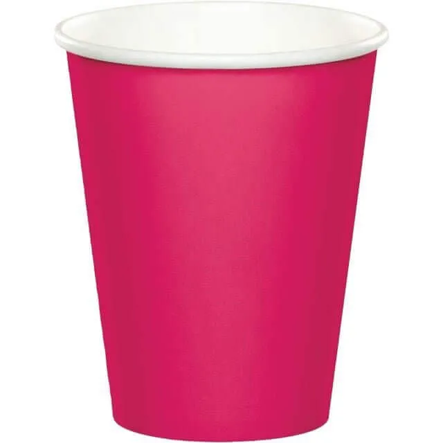 9oz Hot Magenta Paper Cups (8ct)