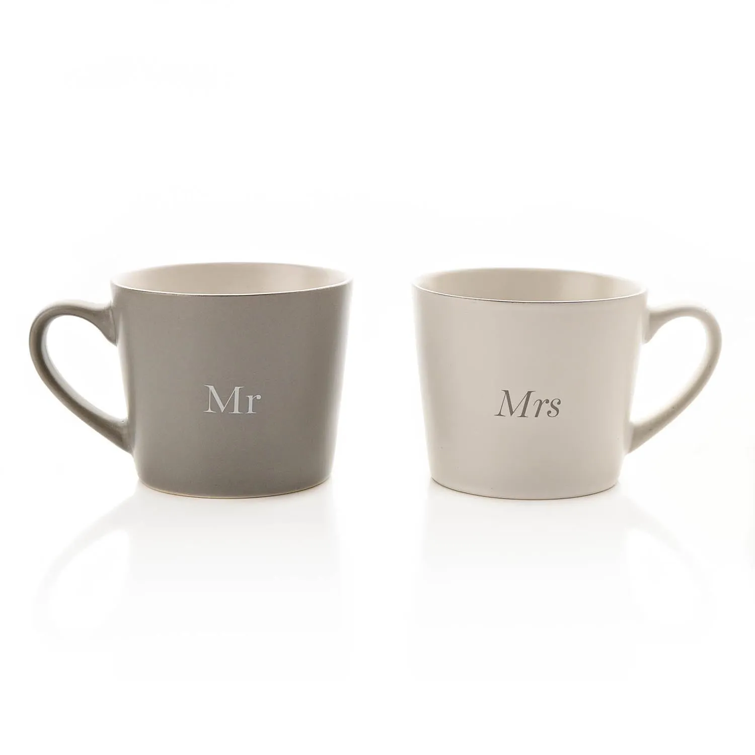 Amore Set of 2 Grey & White Mugs - Mr & Mrs - Grey / White