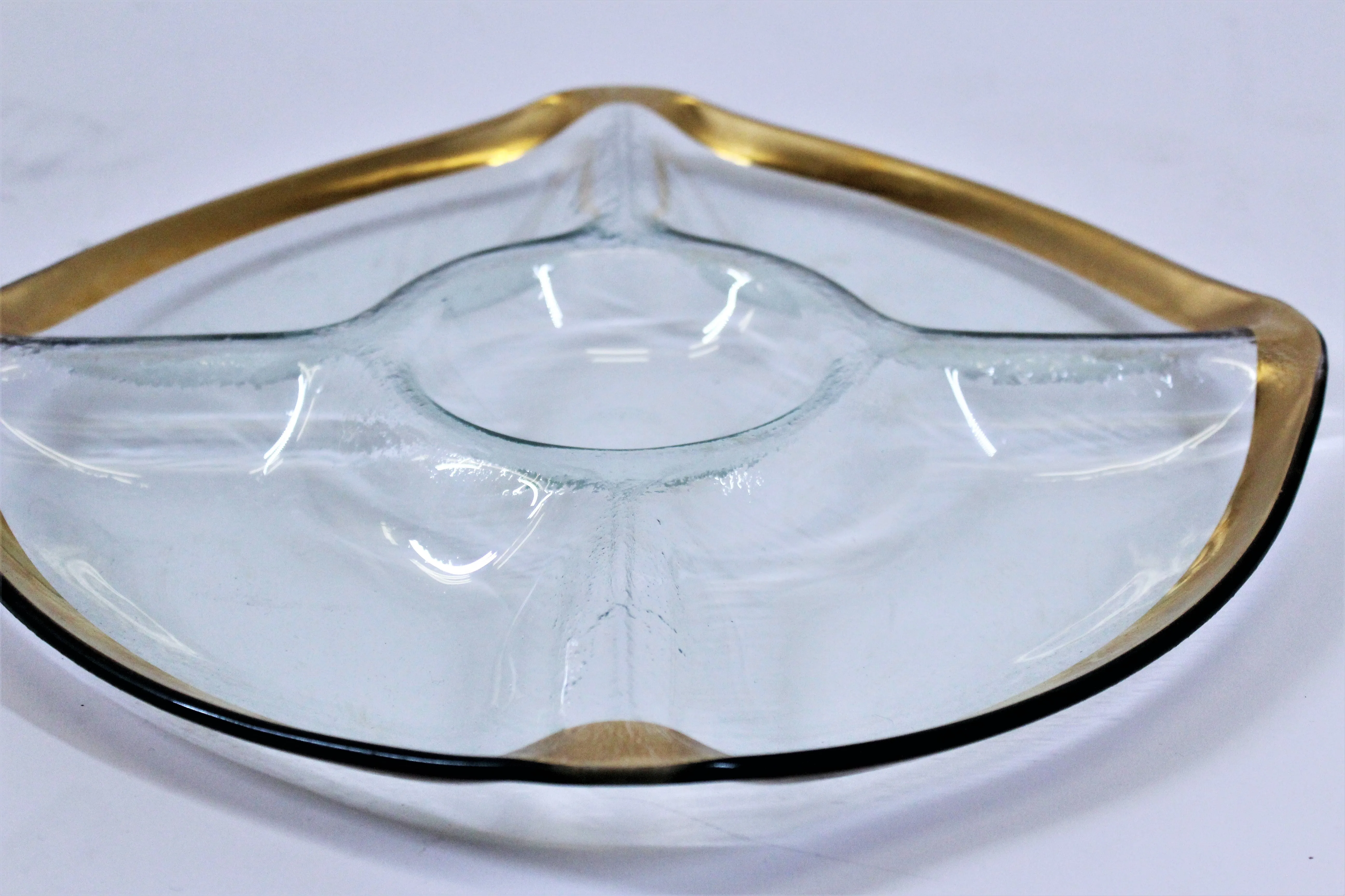 Annieglass Serving Platter with Gold Trim