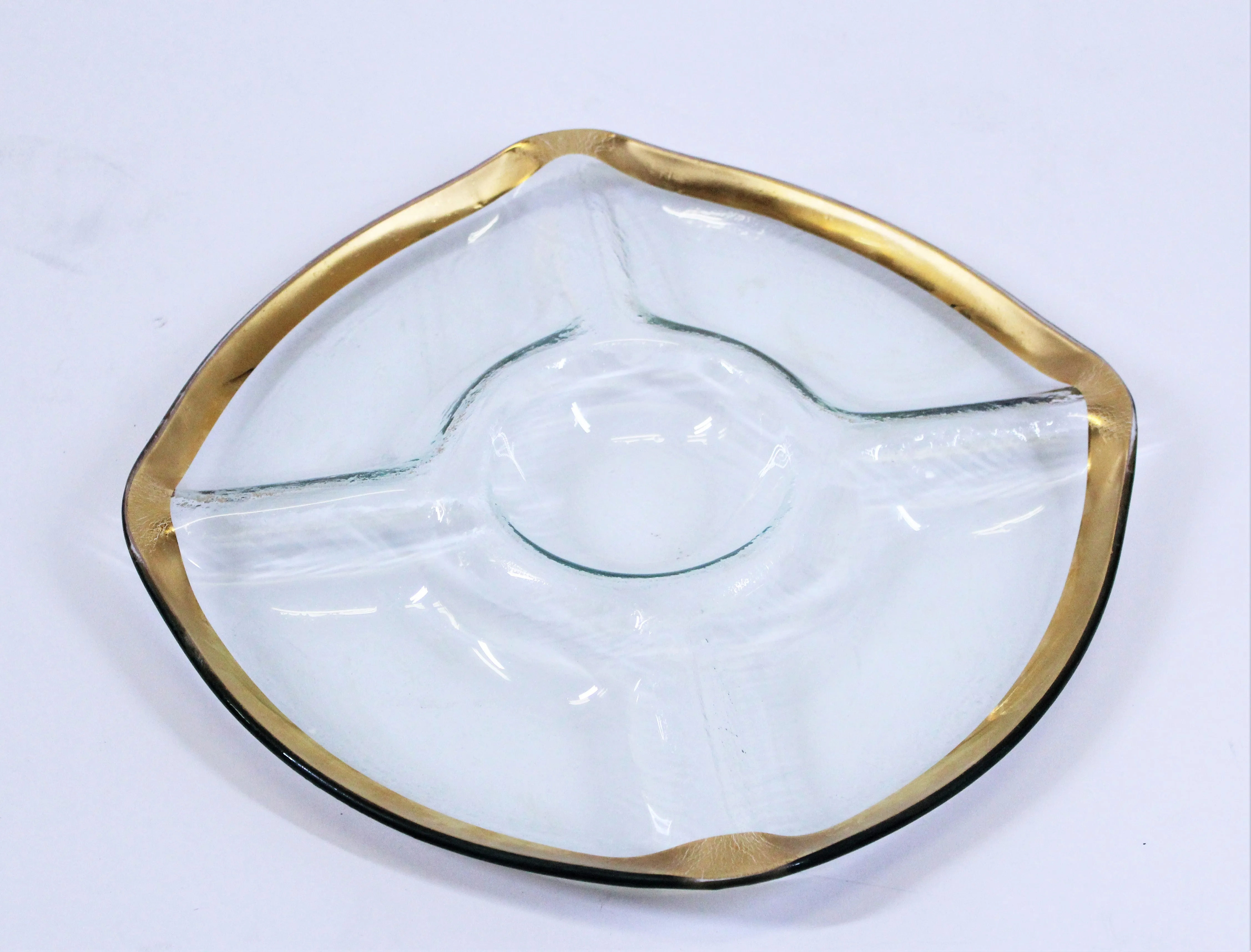 Annieglass Serving Platter with Gold Trim