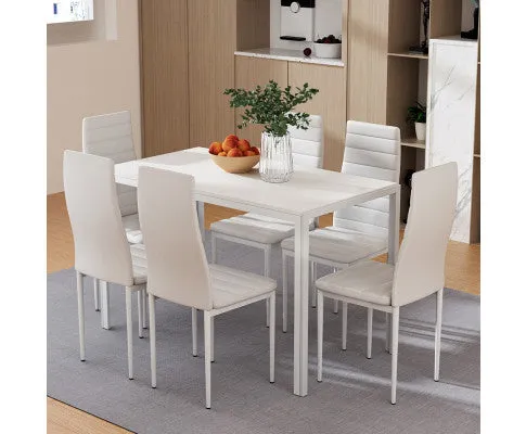 Artiss Dining Chairs and Table Dining Set 6 Chair Set Of 7 White