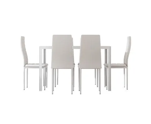 Artiss Dining Chairs and Table Dining Set 6 Chair Set Of 7 White