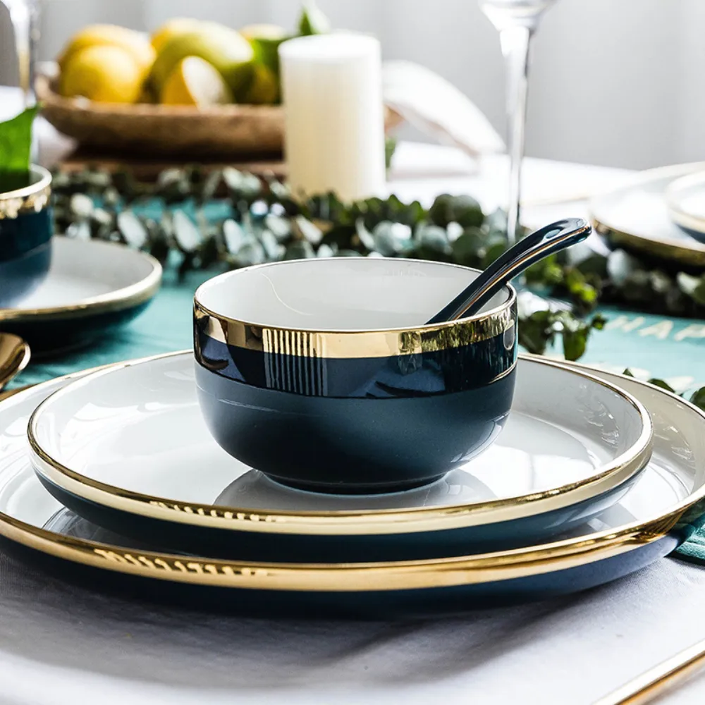 Blue & Gold Ceramic Dinnerware