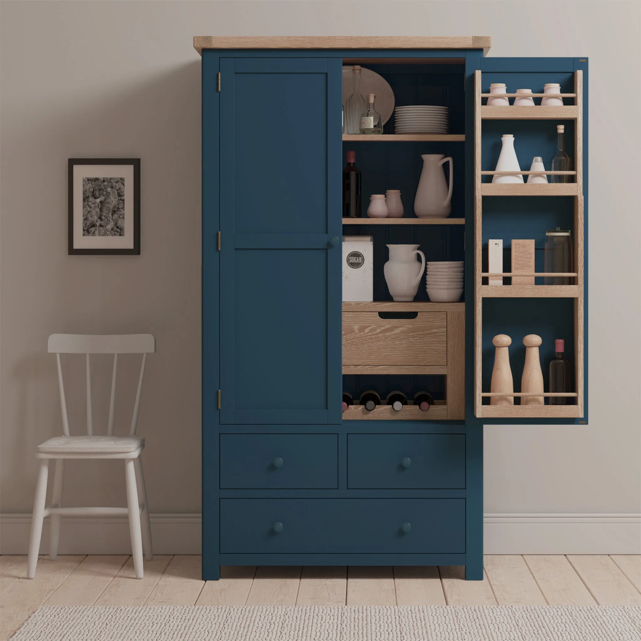 Burford Double Larder Unit in Navy Blue