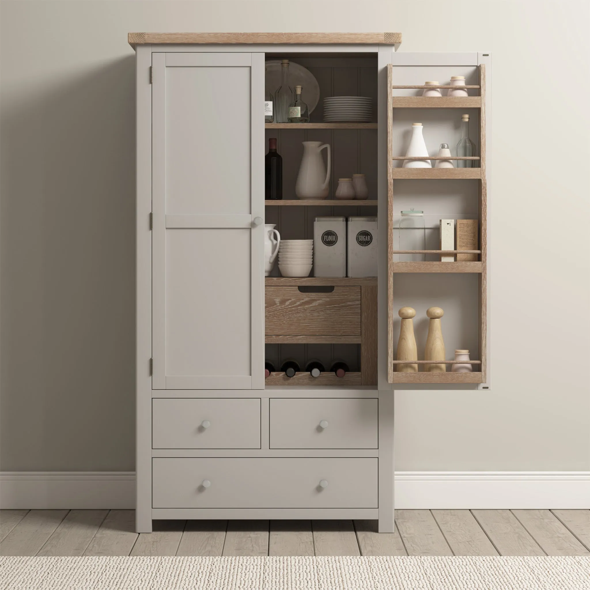 Burford Double Larder Unit in Pebble Grey