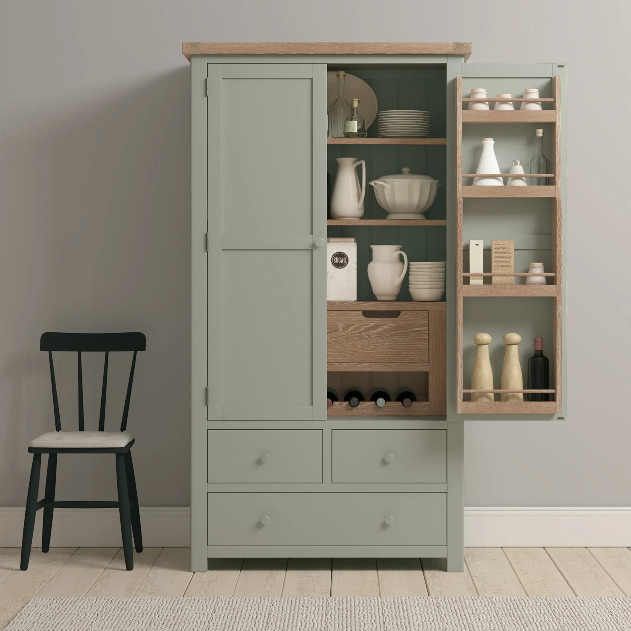 Burford Double Larder Unit in Sage Green