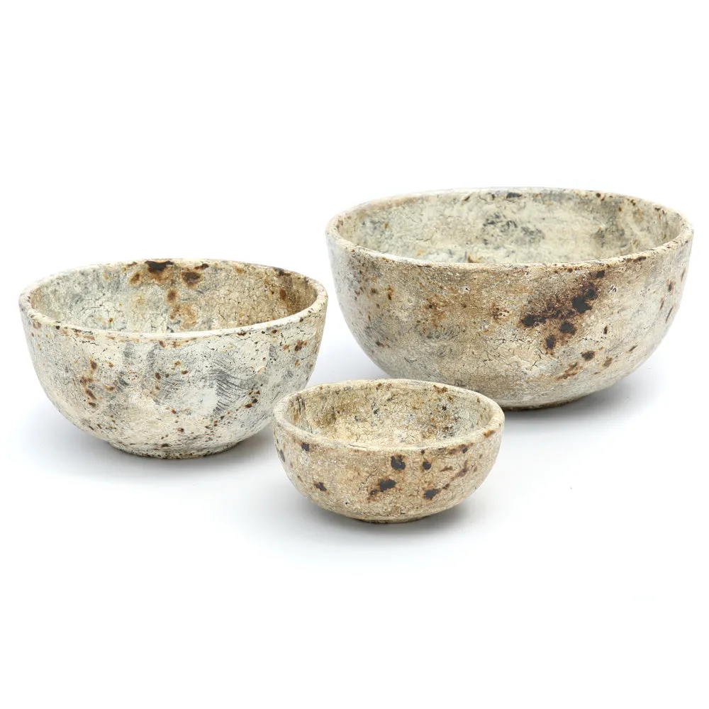 Burned Terracotta Bowls - Antique Cream Finish