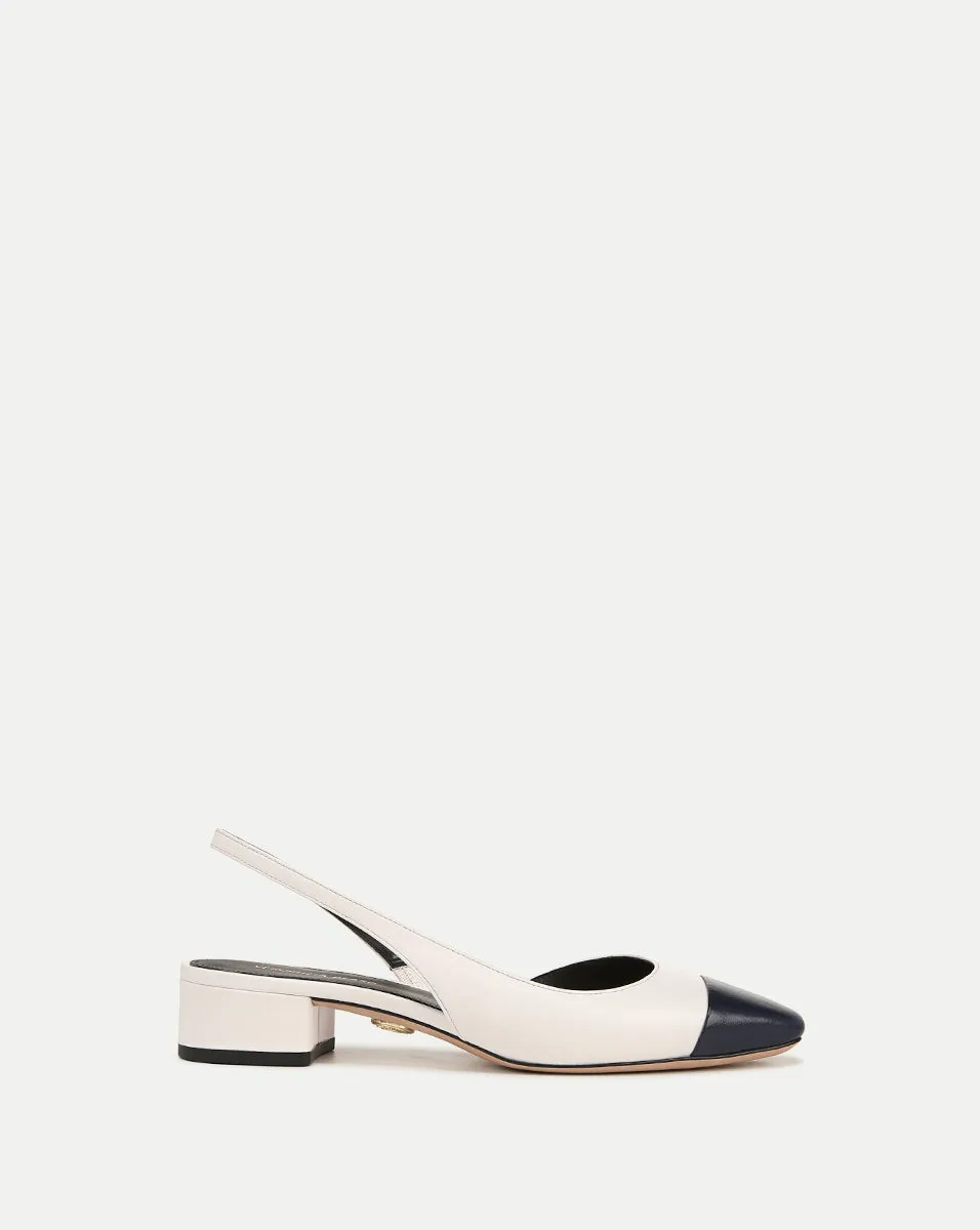 Cecile Leather Cap-Toe Slingback