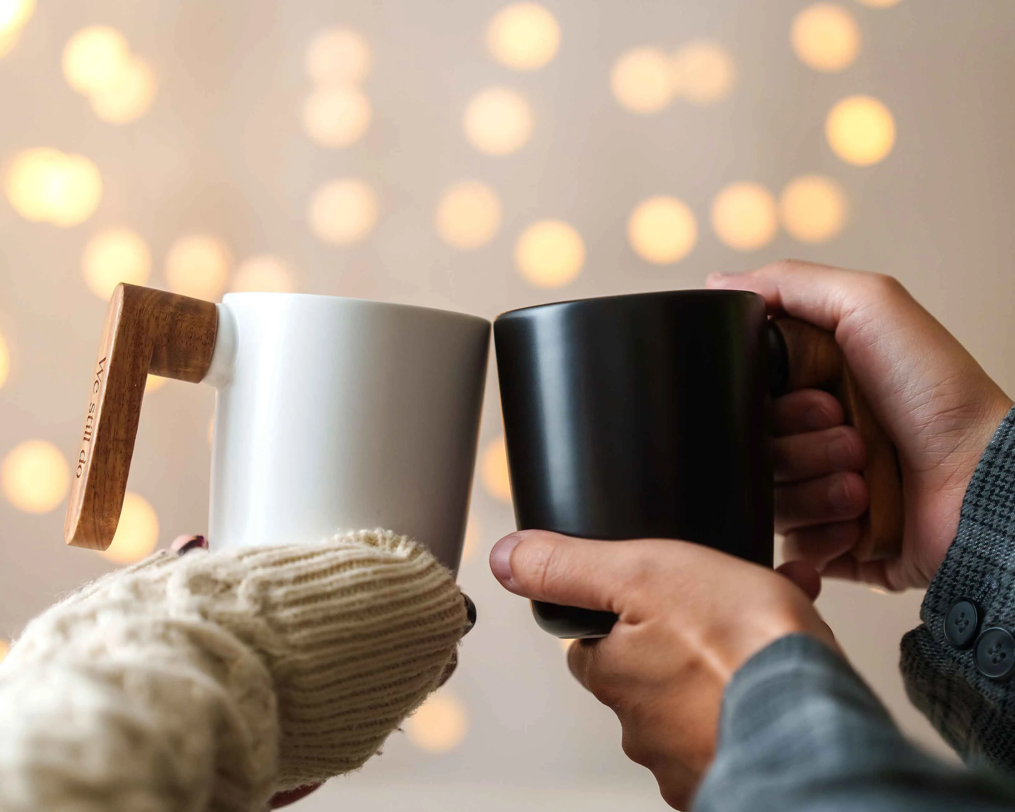 Ceramic Mug with Wooden Handle & Lid