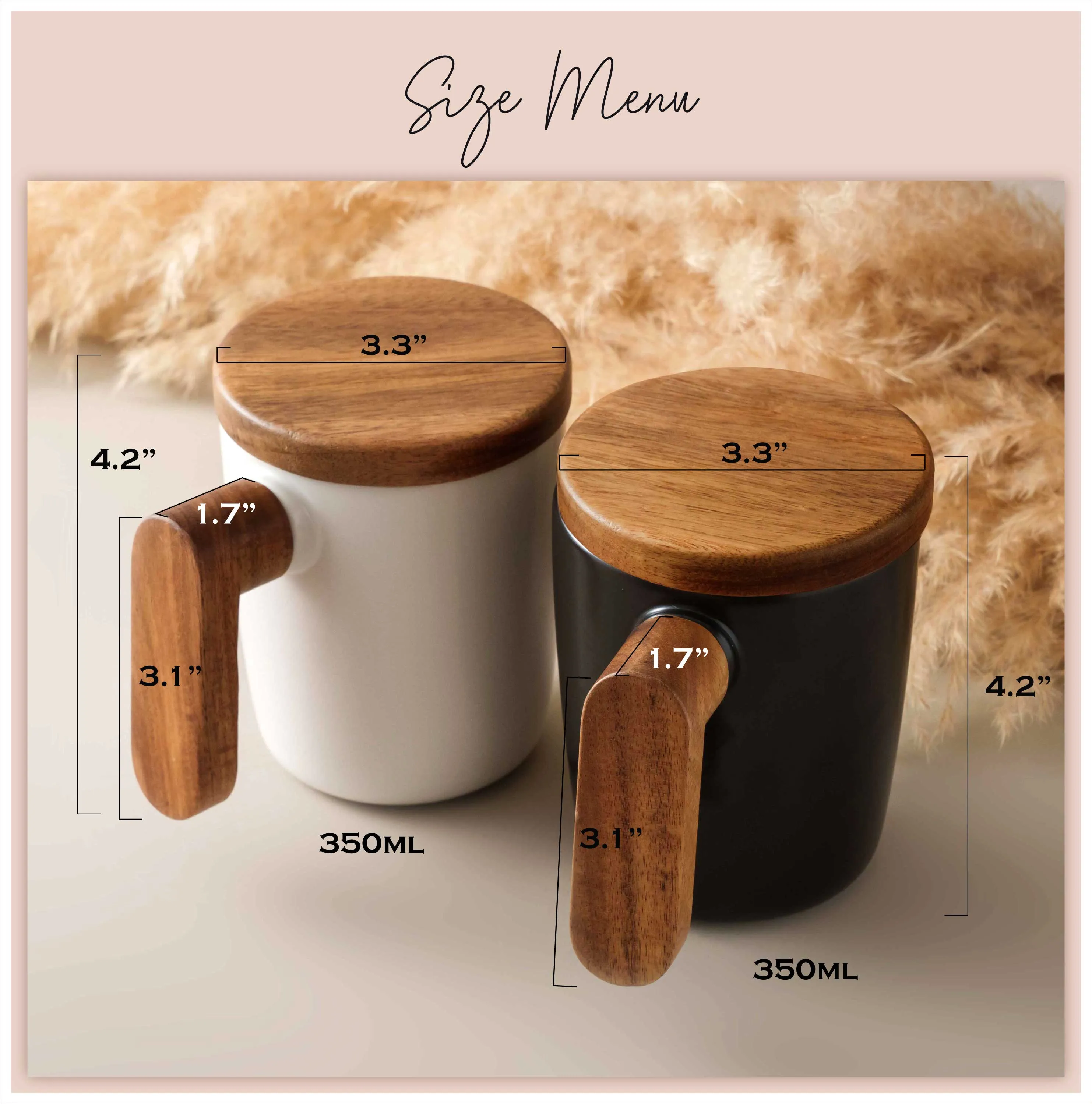 Ceramic Mug with Wooden Handle & Lid