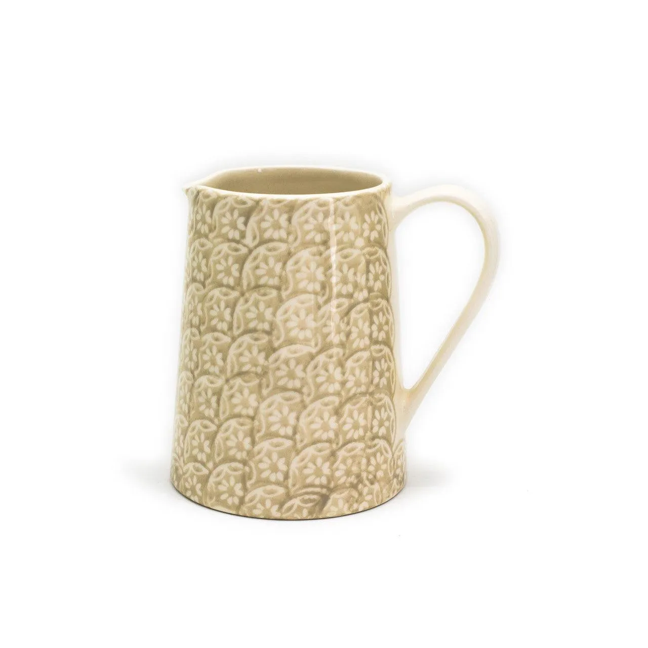 Chloe Floral Accent Pitcher in Beige