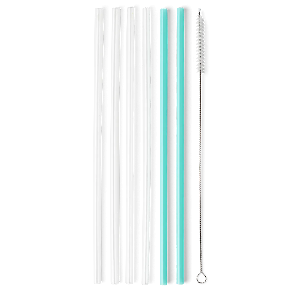 Clear   Aqua Reusable Straw Set