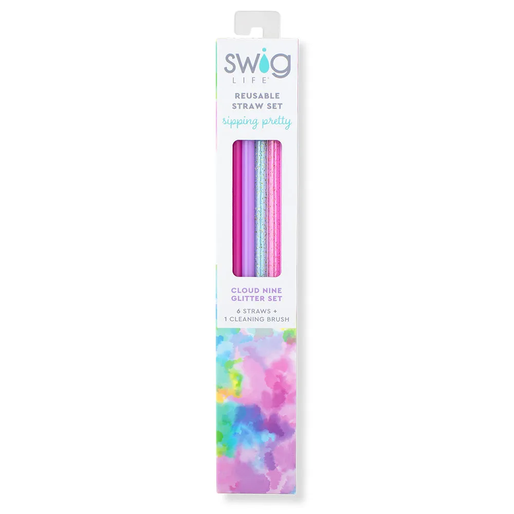 Cloud Nine Glitter Reusable Straw Set