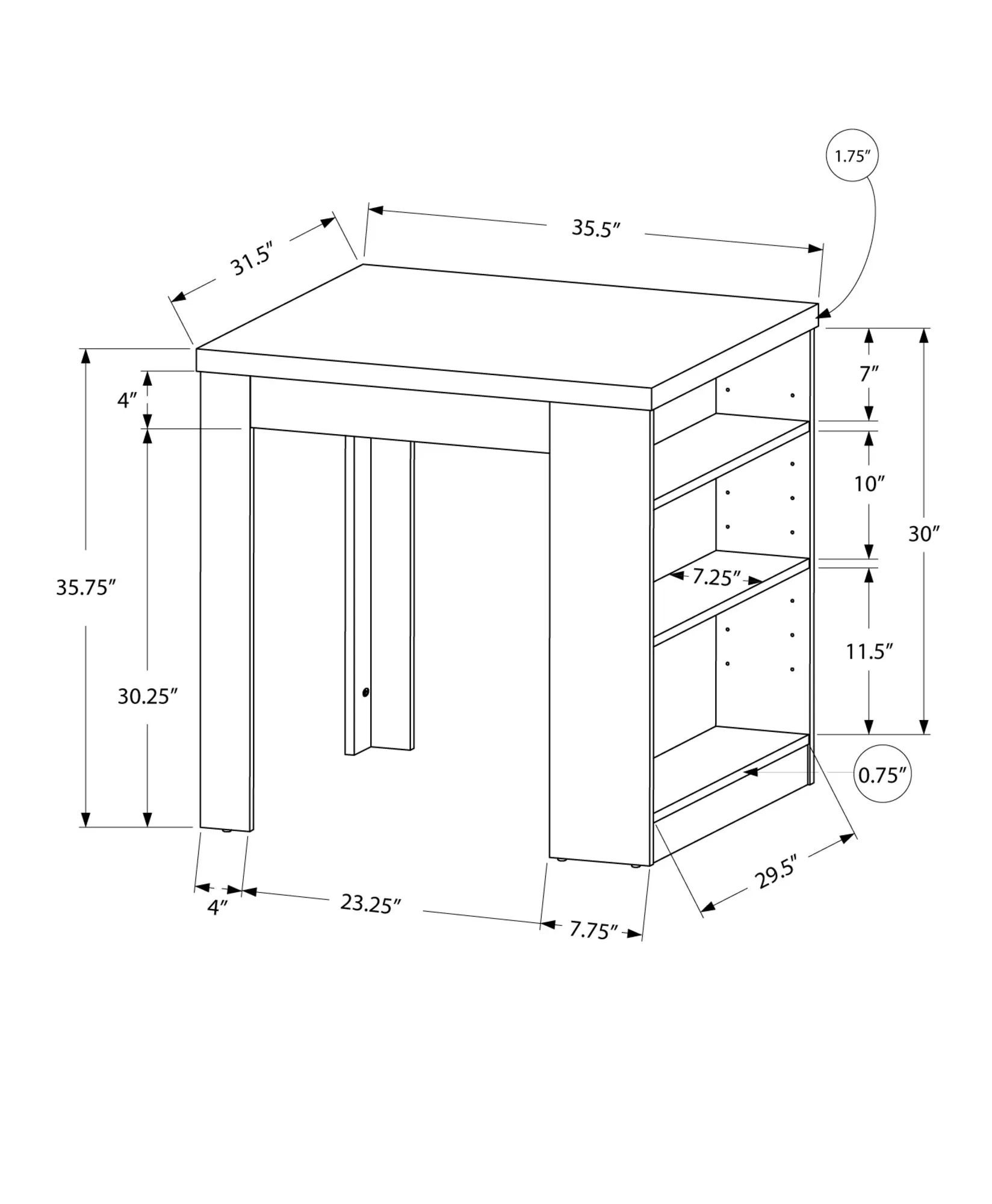 Dining Table - 32"X 36" / White Counter Height