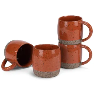 Elanze Designs Speckled Raw Bottom 17 ounce Ceramic Mugs Pack of 4, Burnt Orange