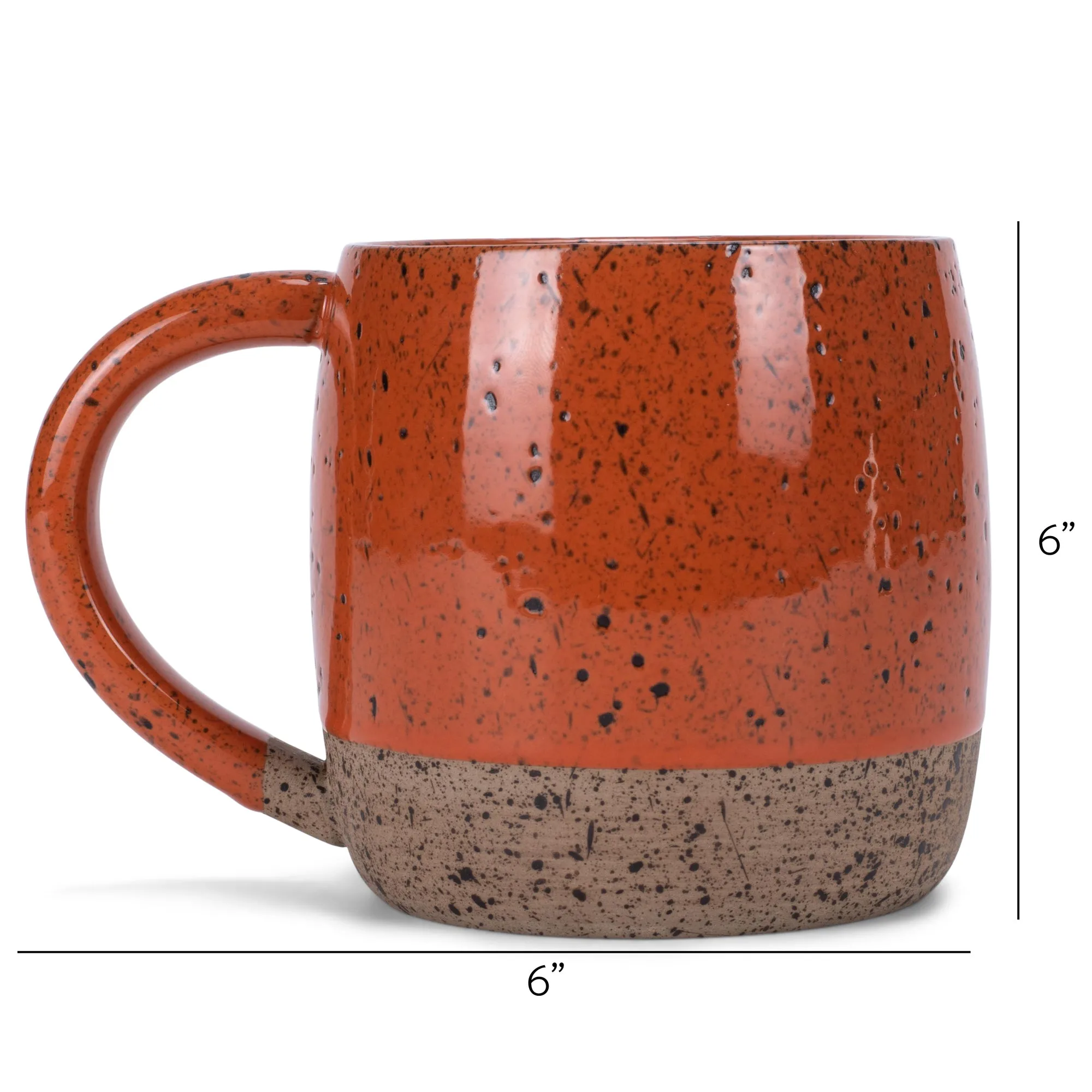 Elanze Designs Speckled Raw Bottom 17 ounce Ceramic Mugs Pack of 4, Burnt Orange