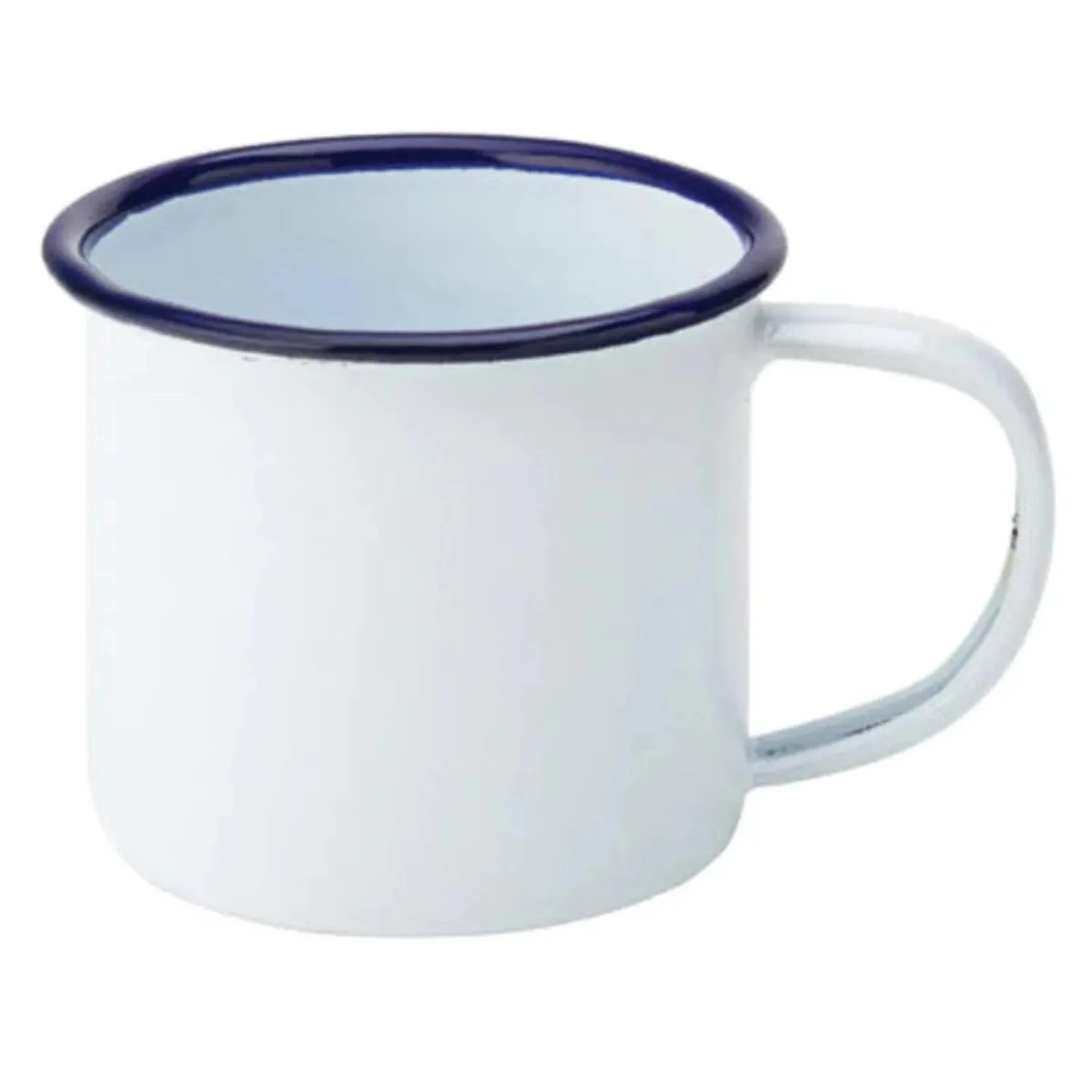 Enamel Mug White with Blue Rim 36cl/12.5oz - Pack 100