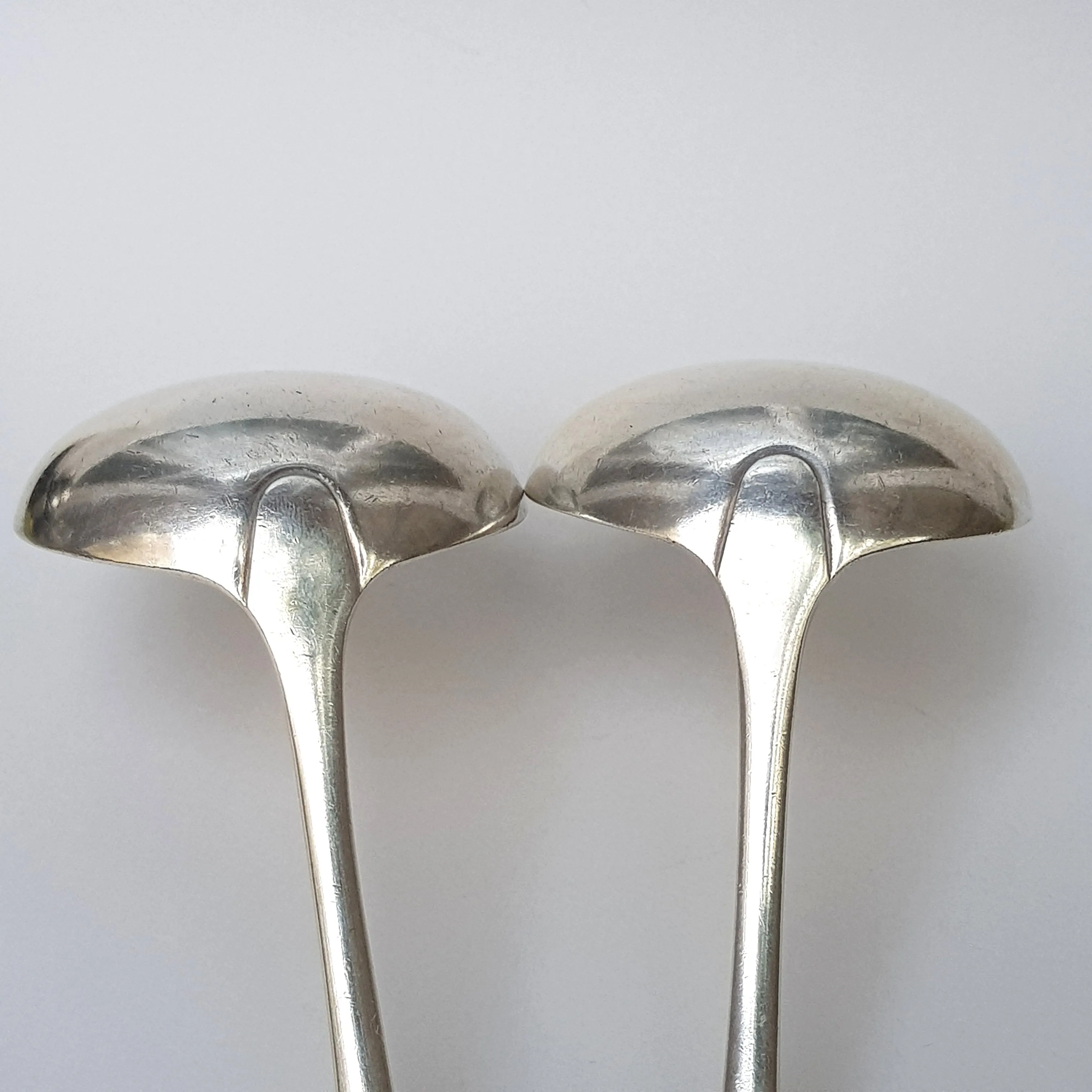 English Sterling Silver Matched Pair Of Sauce Ladles Vintage Birmingham Circa 1936