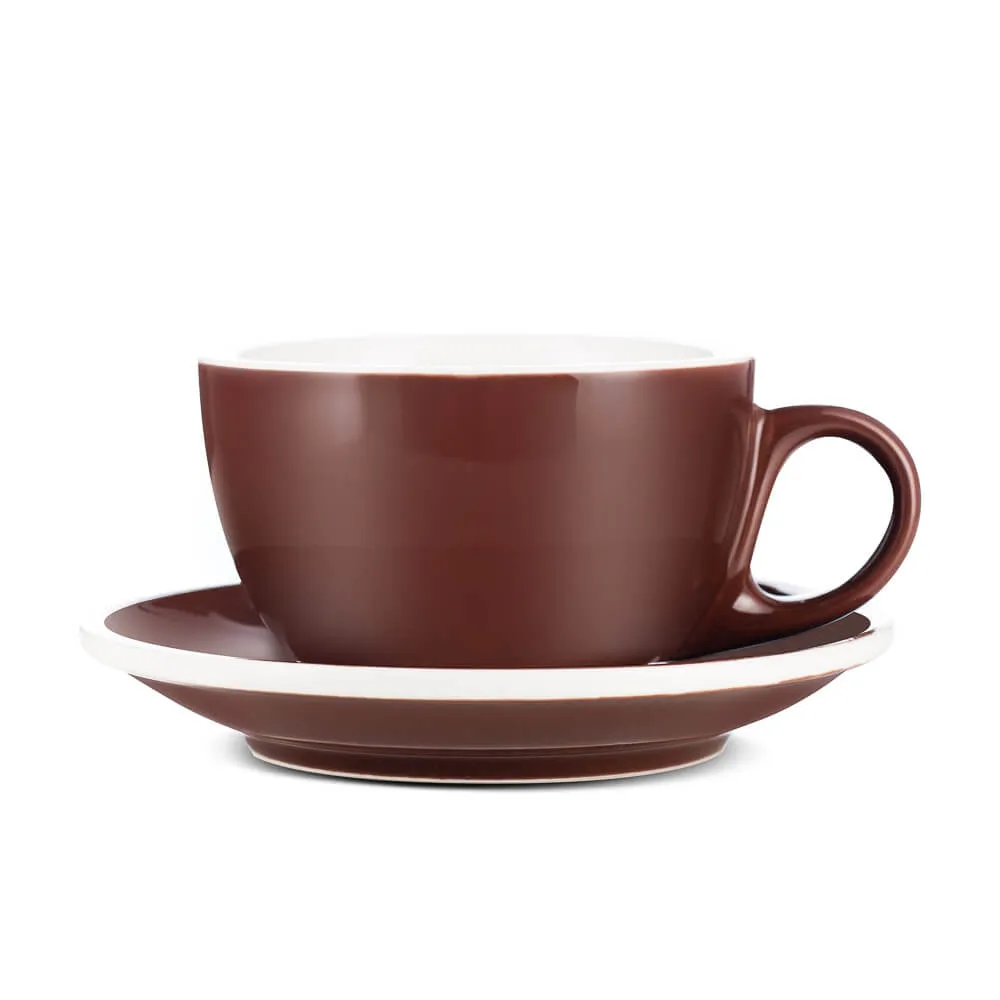 Espresso Parts Porcelain Latte Cup & Saucer - Brown (8oz/252ml)