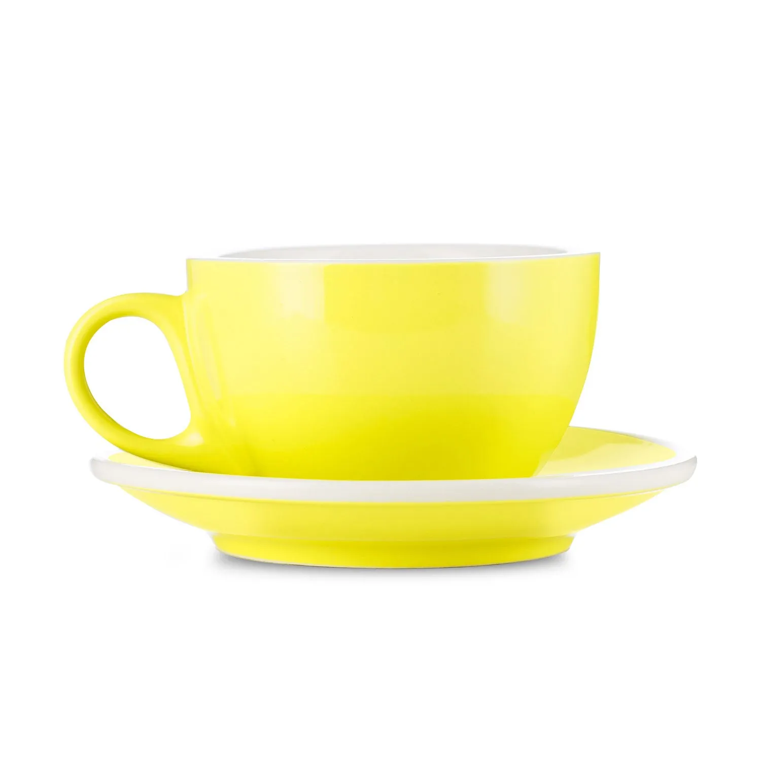 Espresso Parts Porcelain Latte Cup & Saucer - Yellow (8oz/252ml)