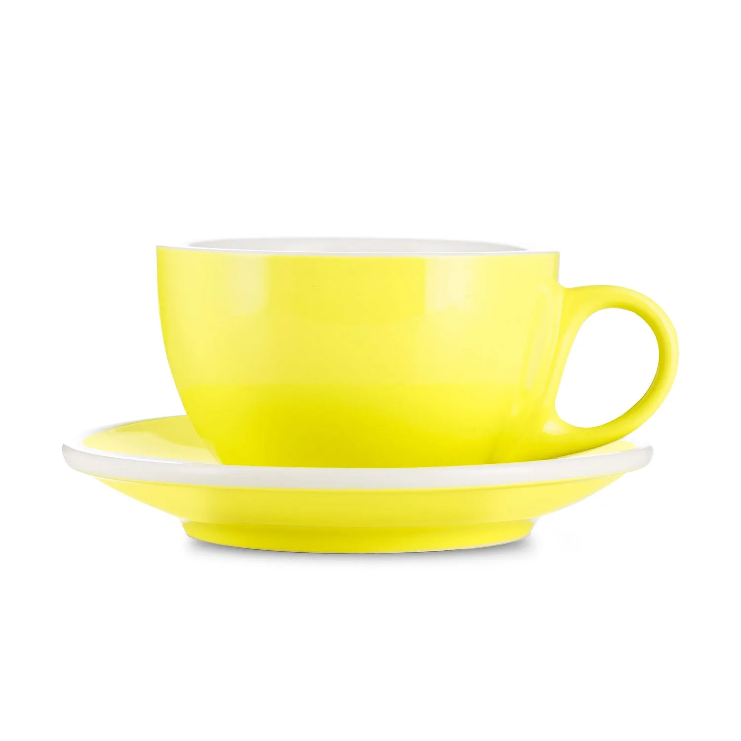 Espresso Parts Porcelain Latte Cup & Saucer - Yellow (8oz/252ml)