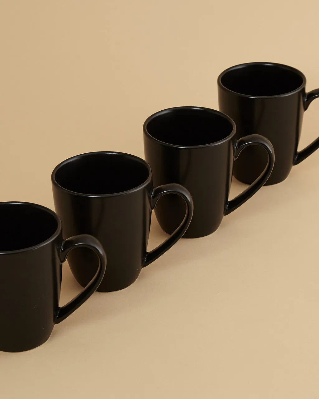 Euro Essential 4 Piece Mug Set, Semi-Matte Black