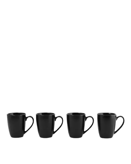 Euro Essential 4 Piece Mug Set, Semi-Matte Black