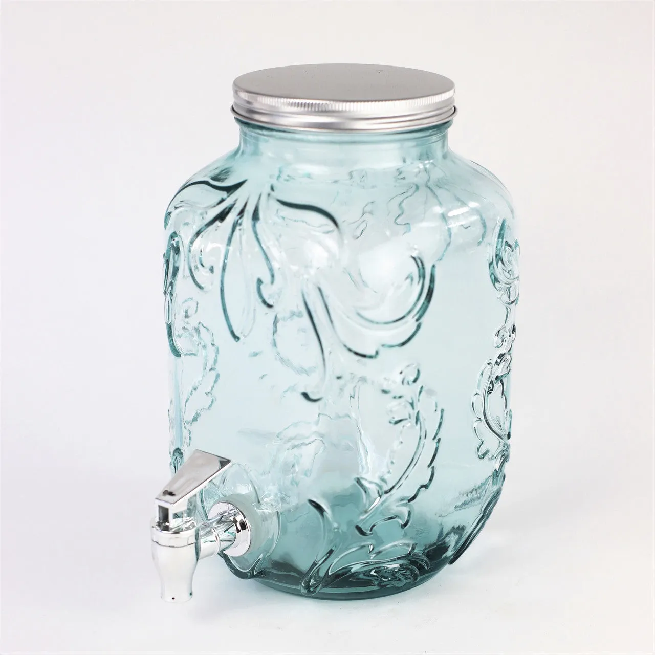 Euro Essential Bara Recycled Glass 4 Liter Mason Jar Beverage Dispenser.