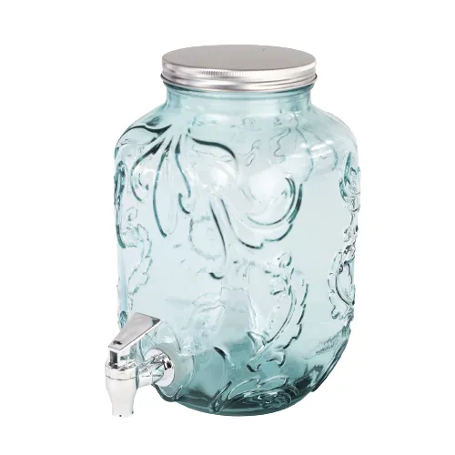 Euro Essential Bara Recycled Glass 4 Liter Mason Jar Beverage Dispenser.