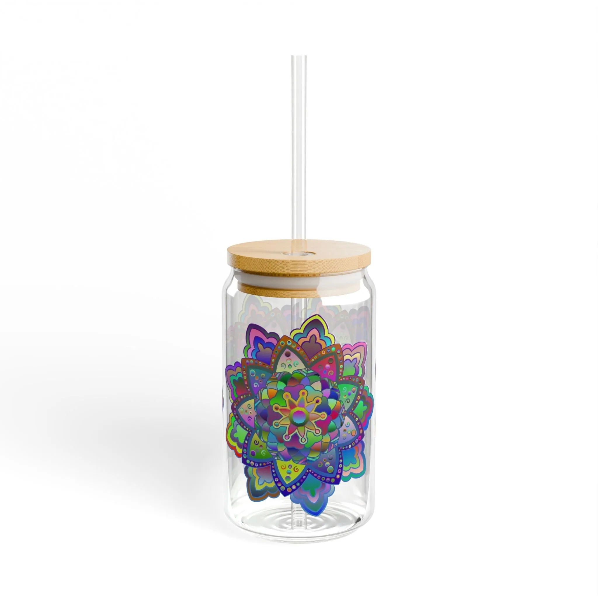 Handmade Mandala Art Sipper Glass - Colorful Design