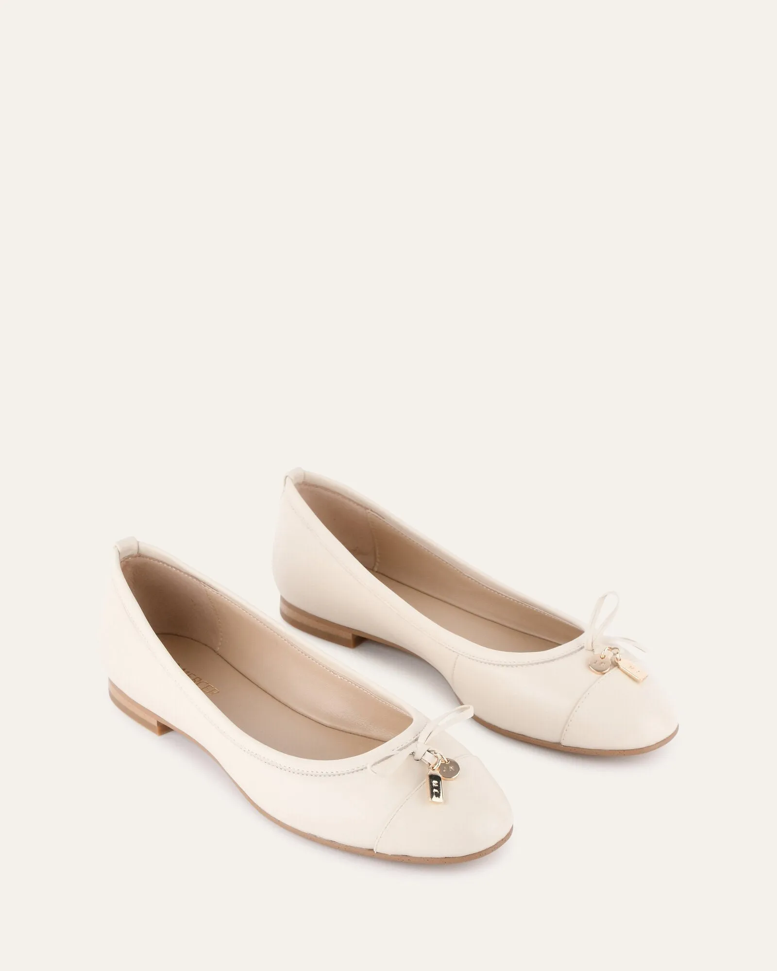 HERMIONE DRESS FLATS OFF WHITE LEATHER