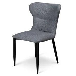 Mavis Fabric Dining Chair - Pebble Grey in Black Legs