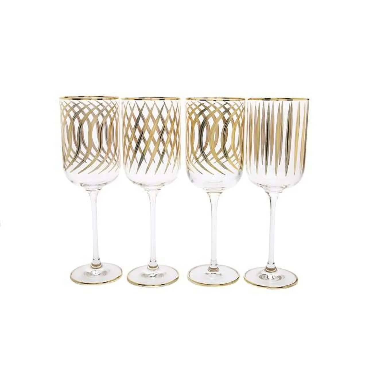 Mix & Match Wine Glasses with 24k Gold Design - Set of 4