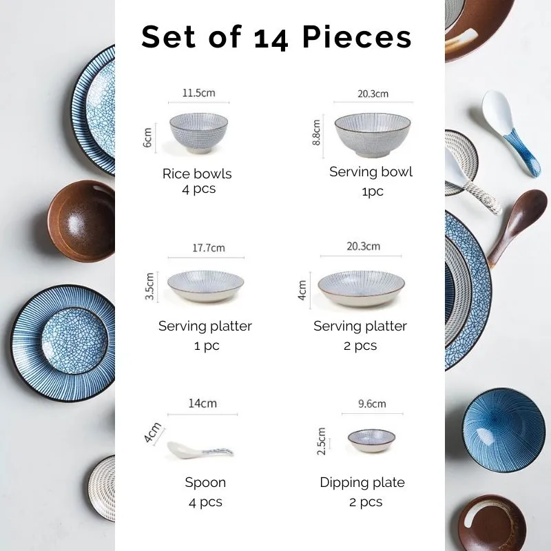 Modern Oriental Dinnerware Set in Starburst Pattern