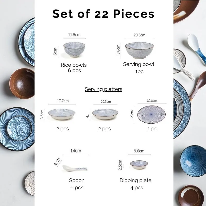 Modern Oriental Dinnerware Set in Starburst Pattern