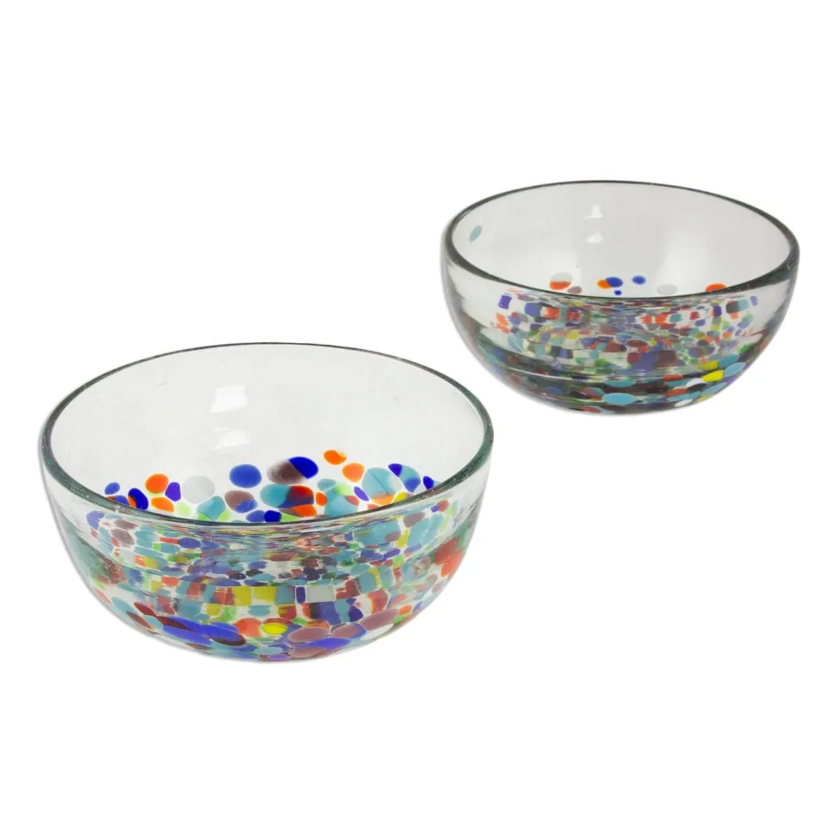 Novica Confetti Festival Blown Glass Bowls (Pair)