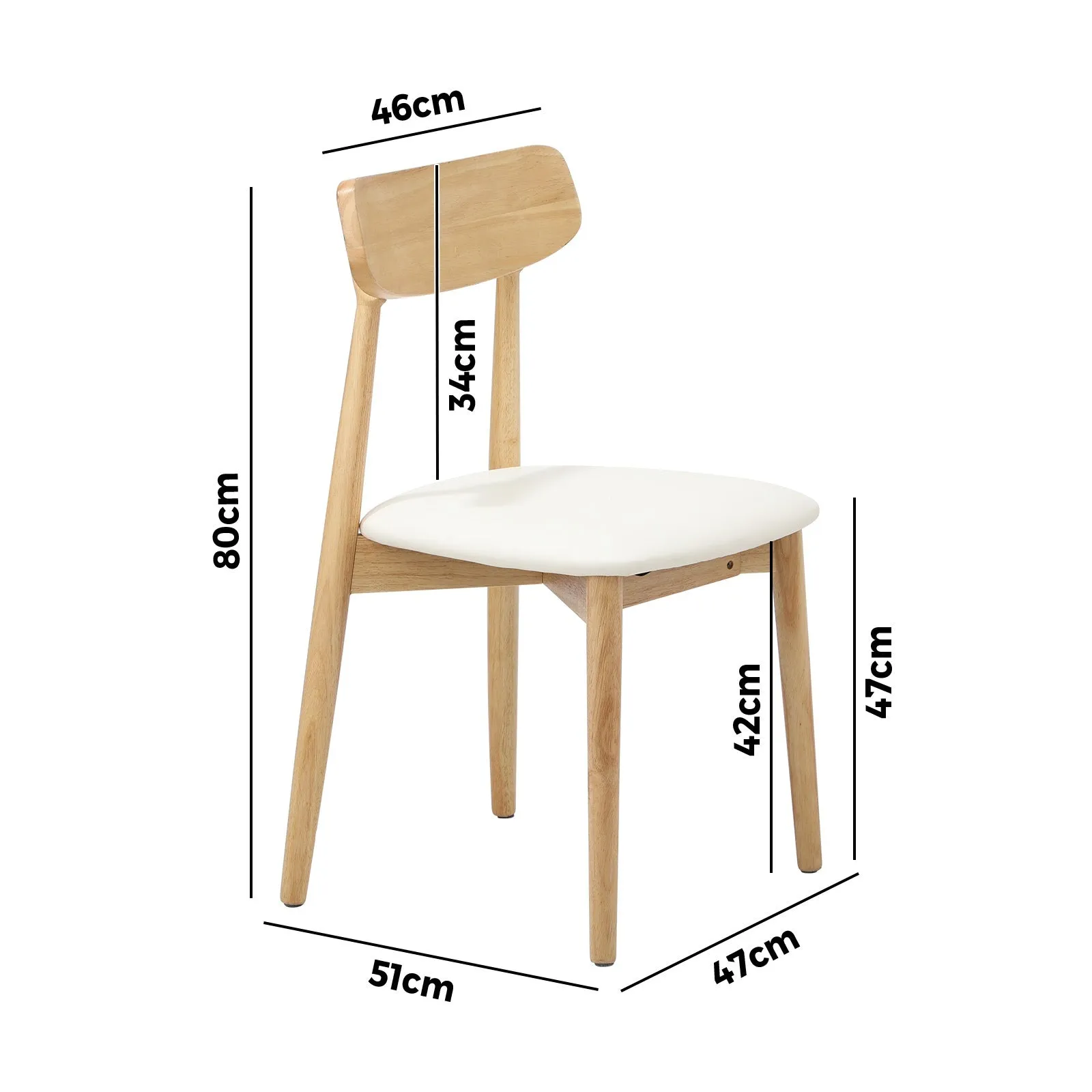 Oikiture 2x Dining Chairs Kitchen Chair PU Leather Solid Wood Cafe Lounge Beige