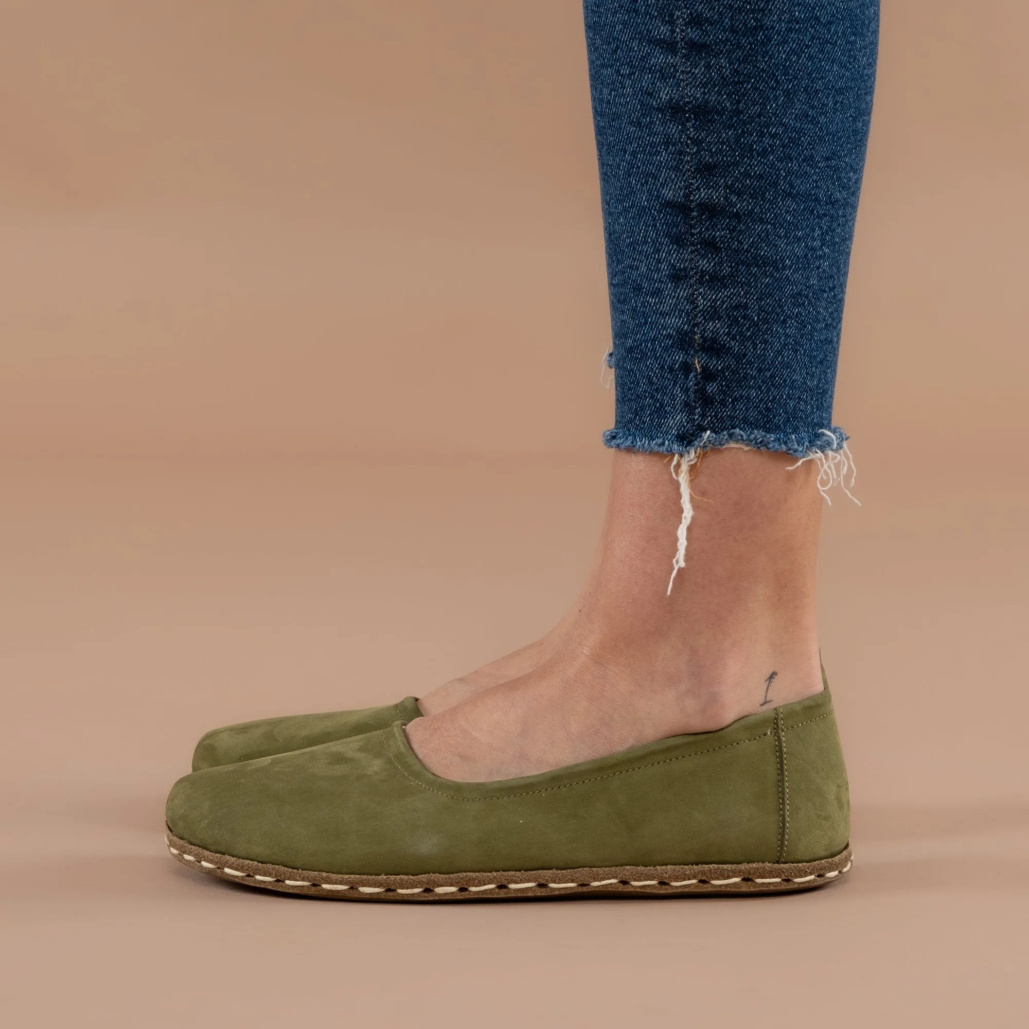 Olive Green Barefoot Ballet Flats