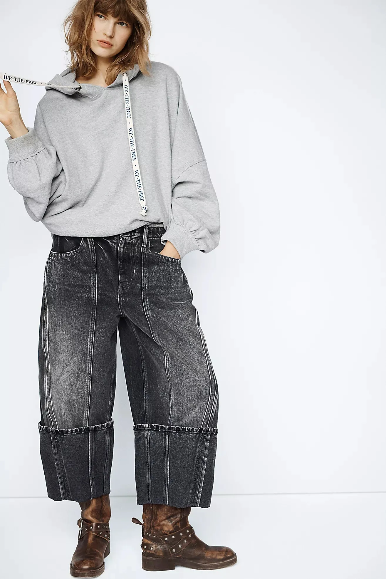 Olsen Cuffed Barrel Jean in Black Ice