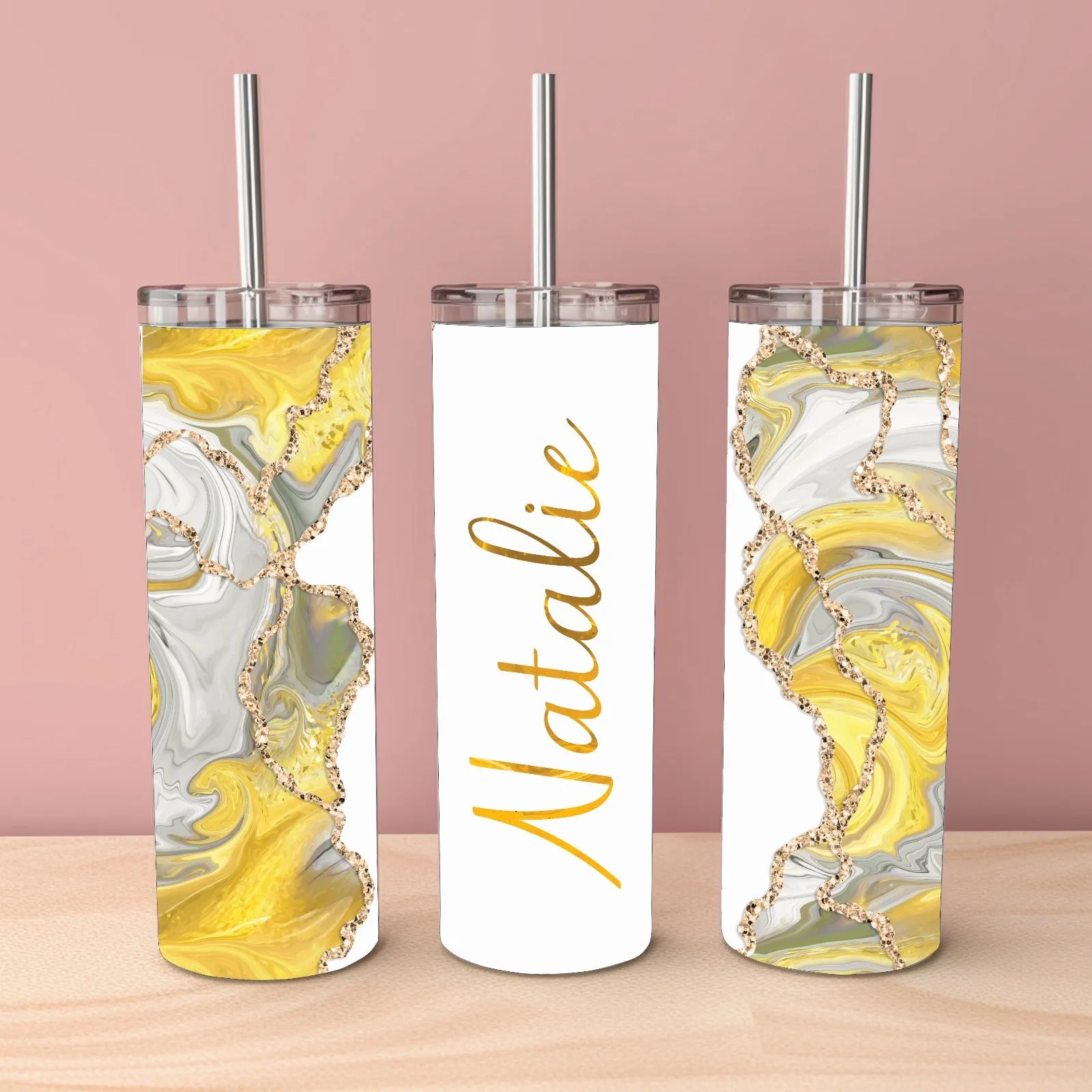 Personalised Glitter Marble Tumbler