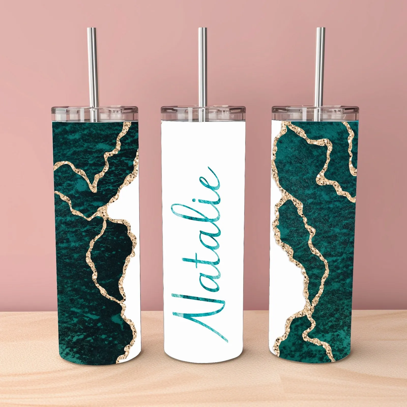 Personalised Glitter Marble Tumbler