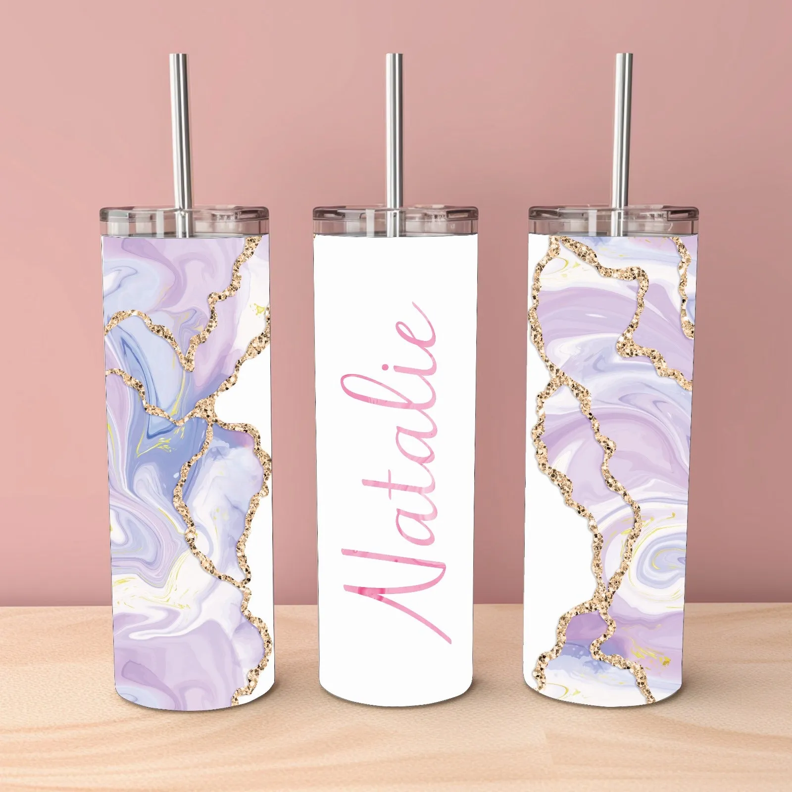 Personalised Glitter Marble Tumbler