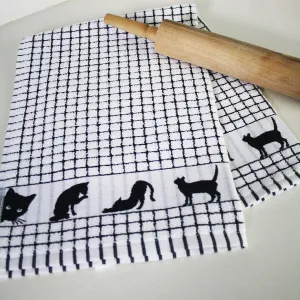 Poli-Dri Black Cat Cotton Jacquard Tea Towel