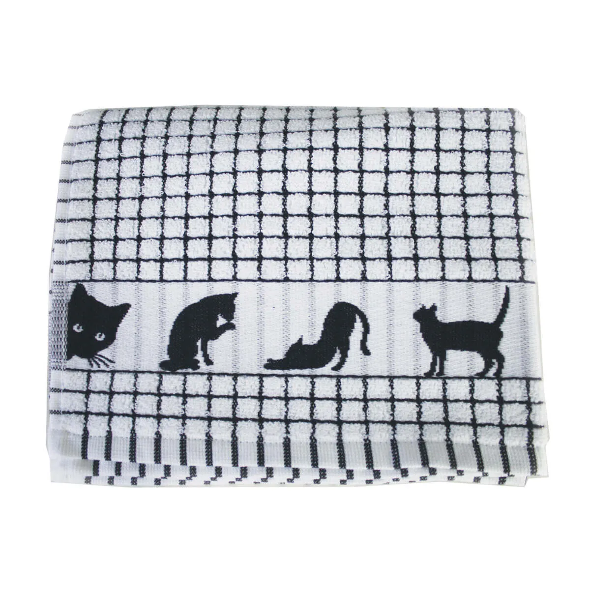 Poli-Dri Black Cat Cotton Jacquard Tea Towel