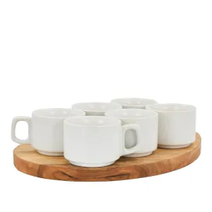 Premium Ceramic Coffee/Tea Cups - Set of 6, 150ML Each - Round Shape, Microwave Safe - Ideal for Home, Office, or Hotel Use (White)