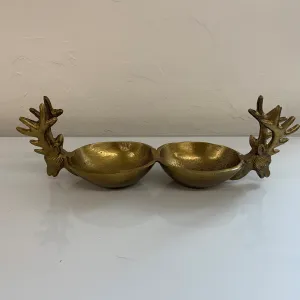 Reindeer Dish Raw Antique Gold Small