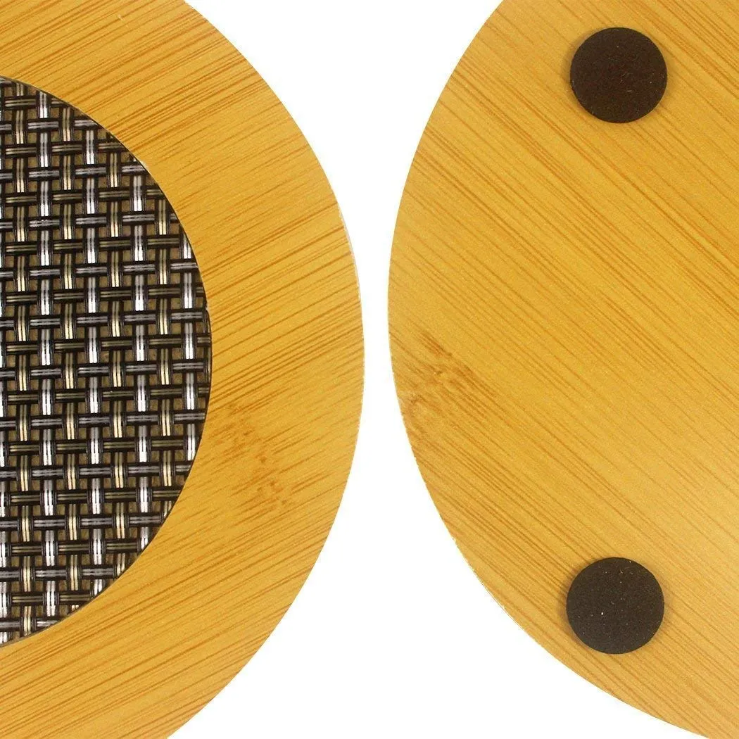 Round Shape Heating Insulation Wooden Coaster Heat Table Ware Pad Placemat for Hot Utensils set of 2