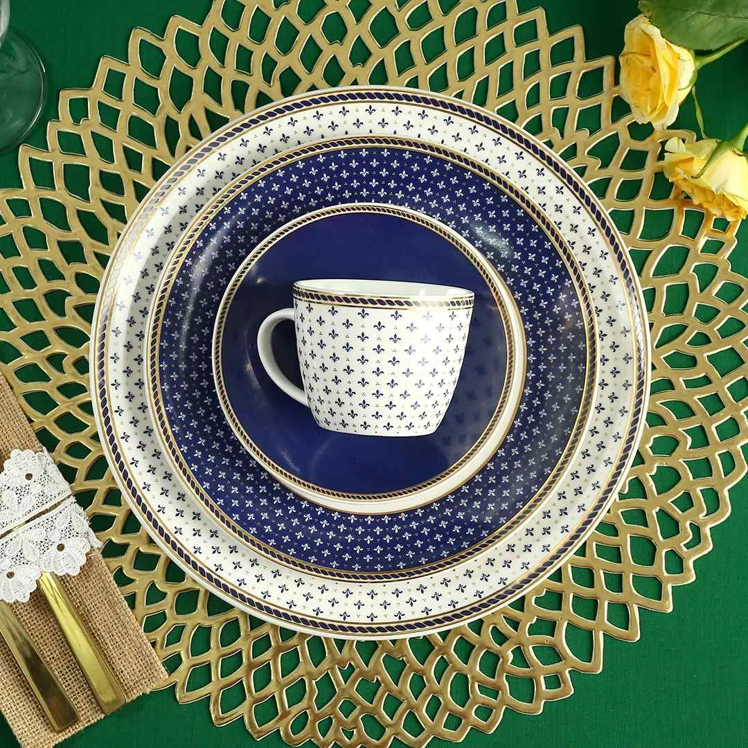 Sicilia Fine Bone China Cup & Saucer Set - Royal Blue - Set of 2 Pcs